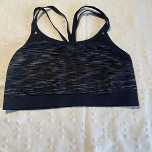 Athletic Works Black and Gray Striped Sports Bra Size L